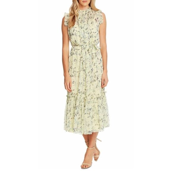 CeCe Multicolored Lemonade Floral Belted Midi Dress Size 22 NWT - Picture 1 of 10